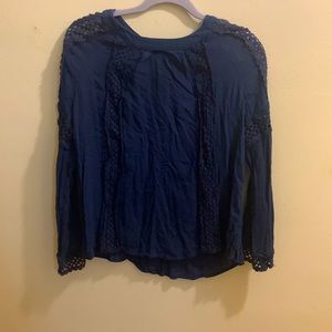 Bass Navy Blue Cold-Shoulder Blouse